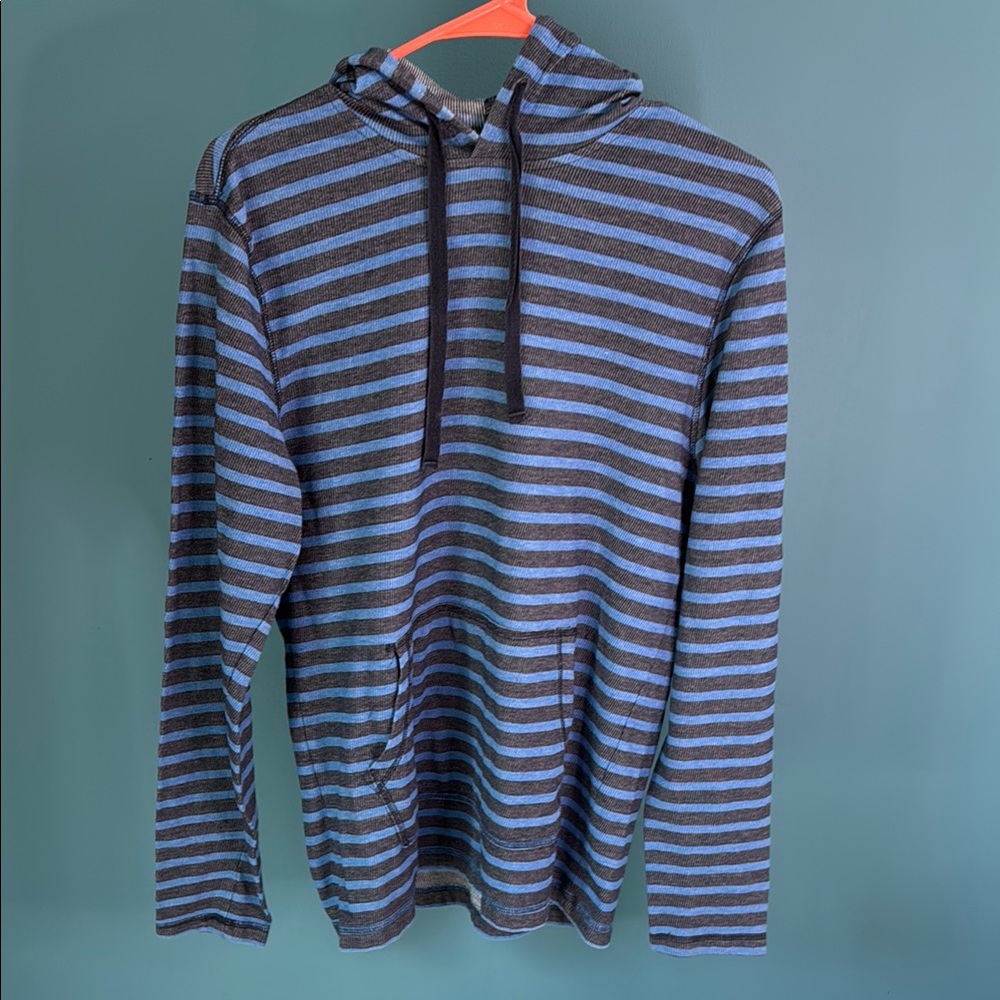 Pugsley Addams Vibes. American Rag Blue and Black Striped Hoodie
